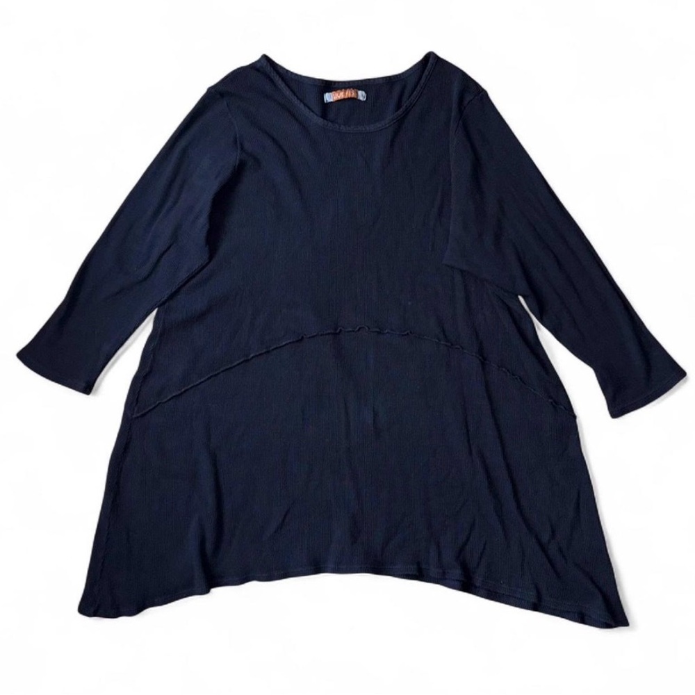 Blue Fish Clothing Black Ribbed Knit Thermal Tunic Top Long Sleeve Sz 1